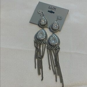 Lux Silver Teardrop Chain Earrings